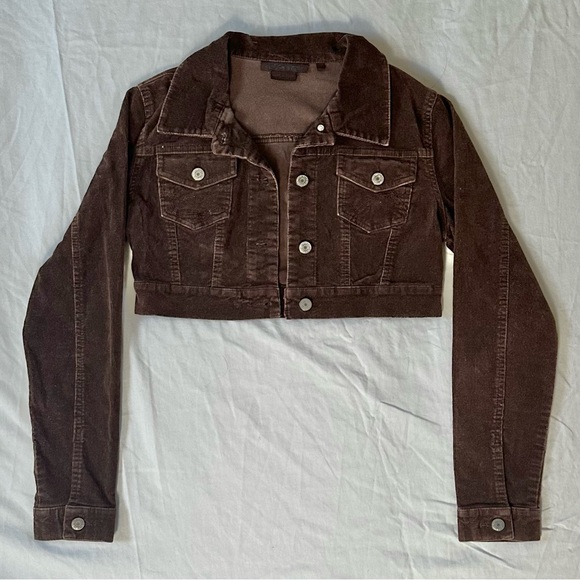 Women Vintage Corduroy Cropped Jacket Korean Fashion Long Sleeve Drawstring Blouses Female Loose Single Breasted Coats Cardigan
